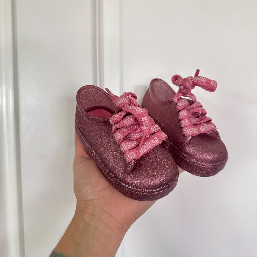 Mini Melissa Hip Sneaker- Pink Glitter- size 6